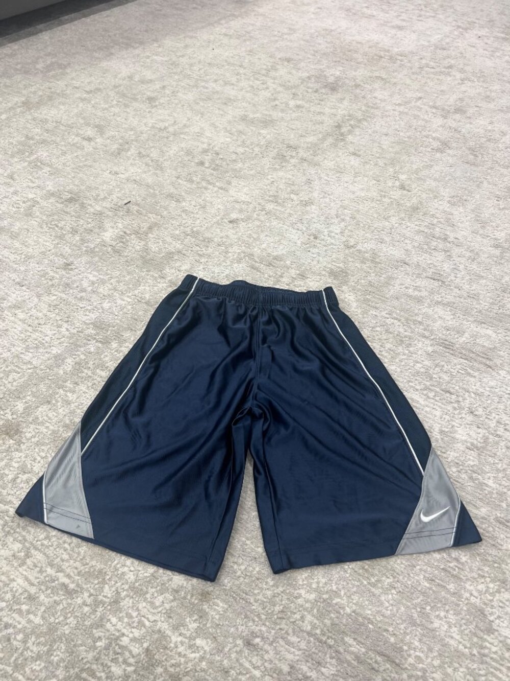 Nike Navy Athletic Shorts with Gray White Side Panels Size L